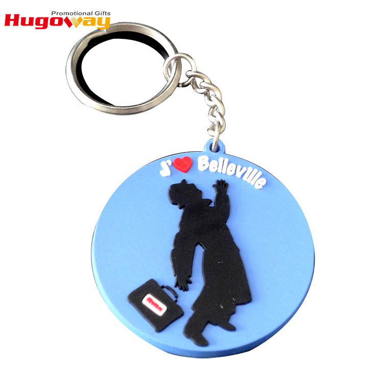 Rekaan Tersuai Berjenama 2d 3d Key Chain Pemegang Cincin Getah Soft PVC Keychain
