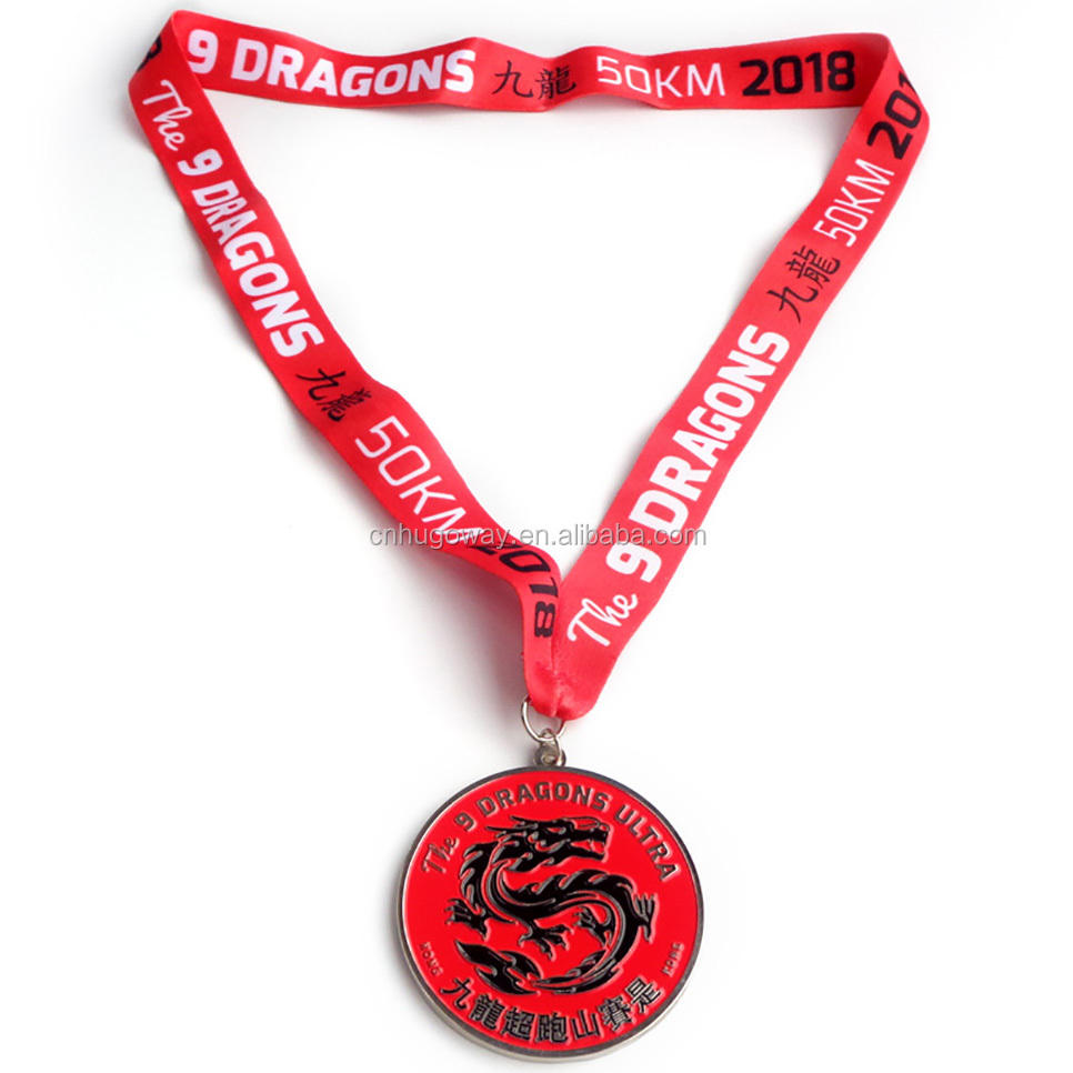 Kilang Pingat Logo Disesuaikan Zink Aloi Anugerah Glitter Enamel 5K Running Metal Pingat Dengan Reben