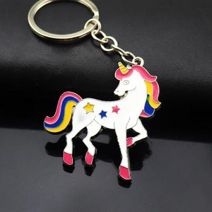 Cincin Kunci Mewah Logam Tersuai Borong Mens Cute Unicorn Keychain Keyring