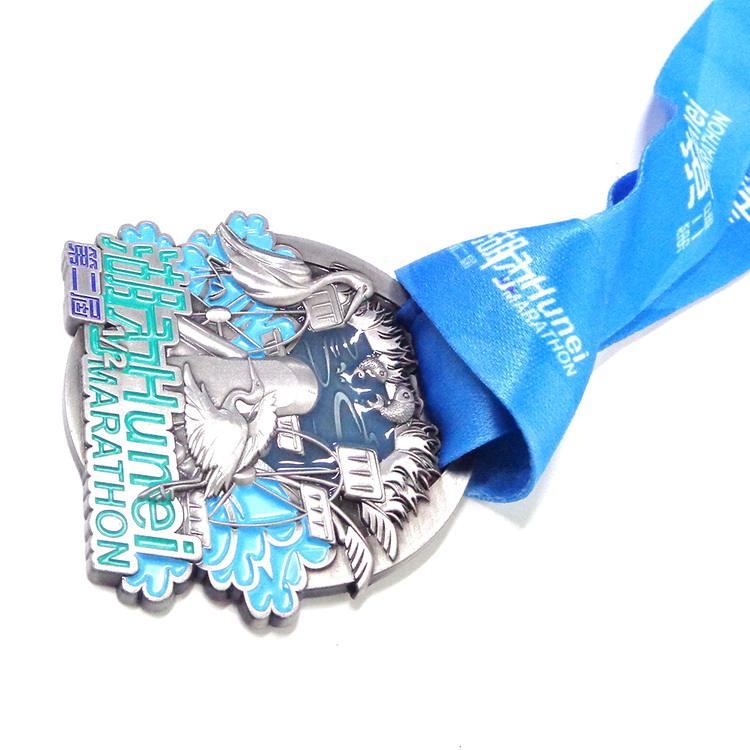 Zink Aloi Enamel Peringatan Sukan Marathon Larian Cenderamata Pingat Anugerah Logam Emas dengan Logo 3d