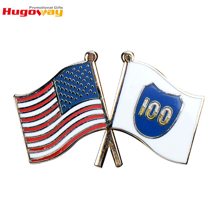 Cenderahati Tersuai Lencana Bendera Enamel Aloi Zink Pin Enamel Sintetik Bendera Kecil Pin Lapel Bendera Berkembar